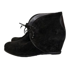 Stuart Weitzman Black Suede Wedge Boots SZ 6